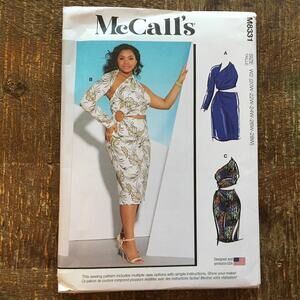 McCalls Sewing Pattern M8331 Dress BodyCon Sexy Cutout Asymmetric 20W-28W UNCUT